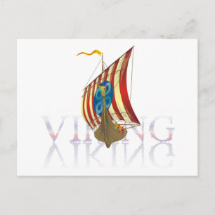 Cartão Postal Viking ship refletindo sobre a misteriosa água