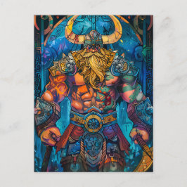 Cartão Postal Viking Warrior com Ax Norse Mythology Comic