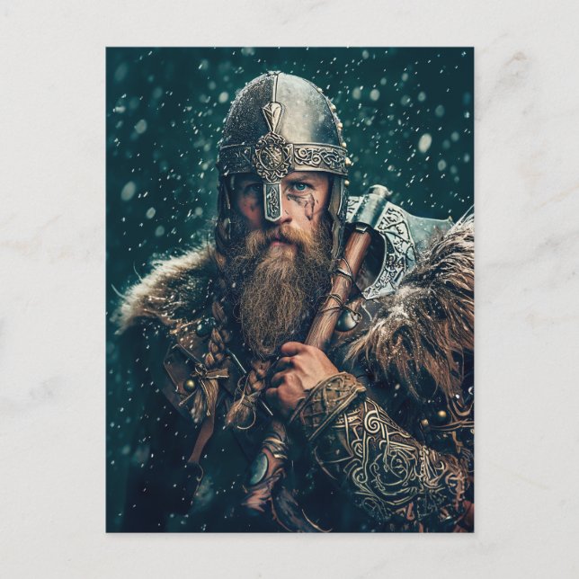 Cartão Postal Viking Warrior in Authentic Attire (Frente)