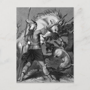 Cartão Postal Viking Women with Spear and Winghelmet