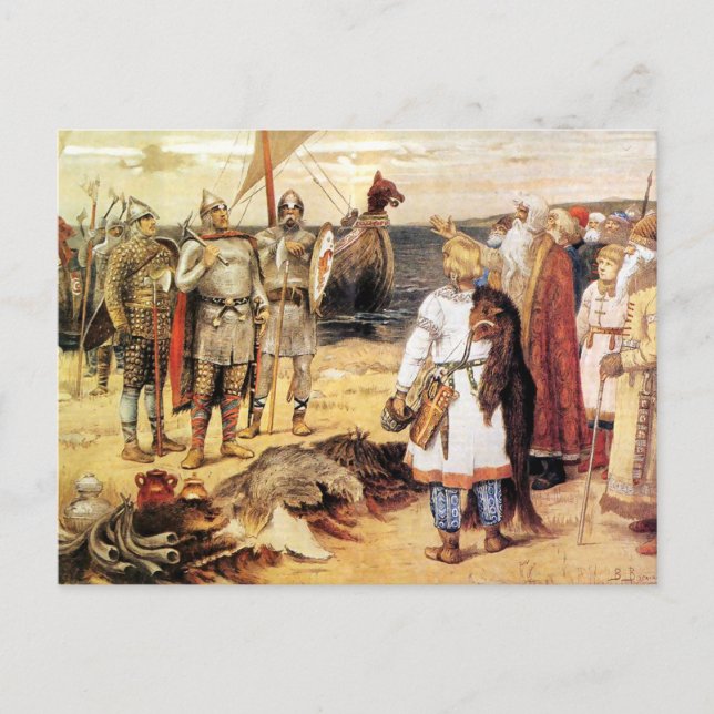 Cartão Postal Vikings na margem (Frente)