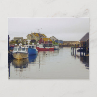 Cartão Postal Vila de Pesca Nova Escócia Canadá Art
