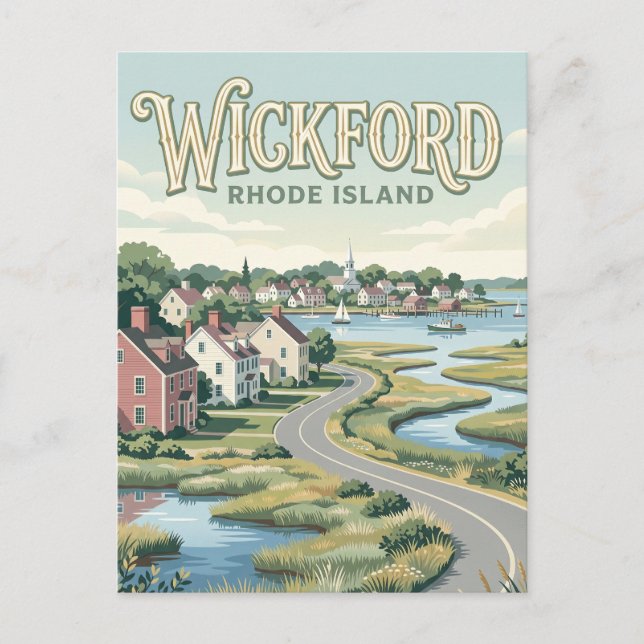 Cartão Postal Vila de Wickford Rhode Island (Frente)