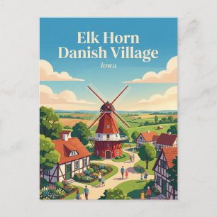 Cartão Postal Vila Dinamarquesa Elk Horn Iowa