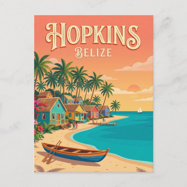 Cartão Postal Vila Hopkins Belize (Frente)