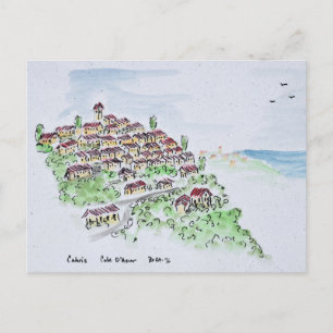 Cartão Postal Vila no topo da colina de Cabris Provença, Franç