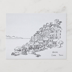 Cartão Postal Vila no topo da colina de Nonza Córsega, França