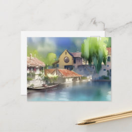 Cartão Postal Vila Ribeirinha Alemã Aquarela