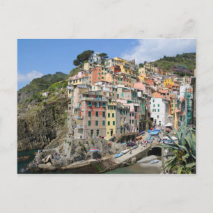Cartão Postal Vila Riomaggiore na Cinque Terre, Itália