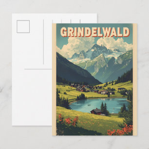 Cartão Postal Vilaça Grindelwald Village Suíça presente da natur