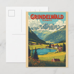Cartão Postal Vilaça Grindelwald Village Suíça presente da natur