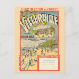 Cartão Postal Villerville France Railroad Poster vintage 1890
