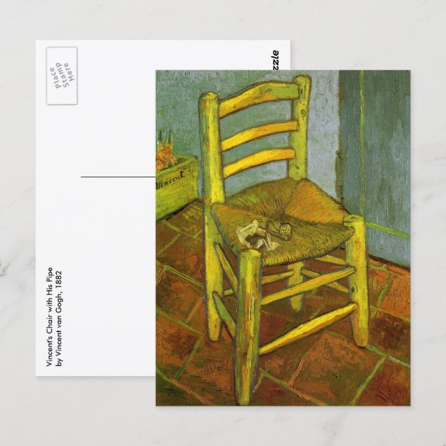 Cartão Postal Vincent van Gogh - A Cadeira de Vincent com Seu Ca (Frente/Verso)