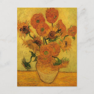 Cartão Postal Vincent van Gogh Ainda Vase com 15 Girassóis