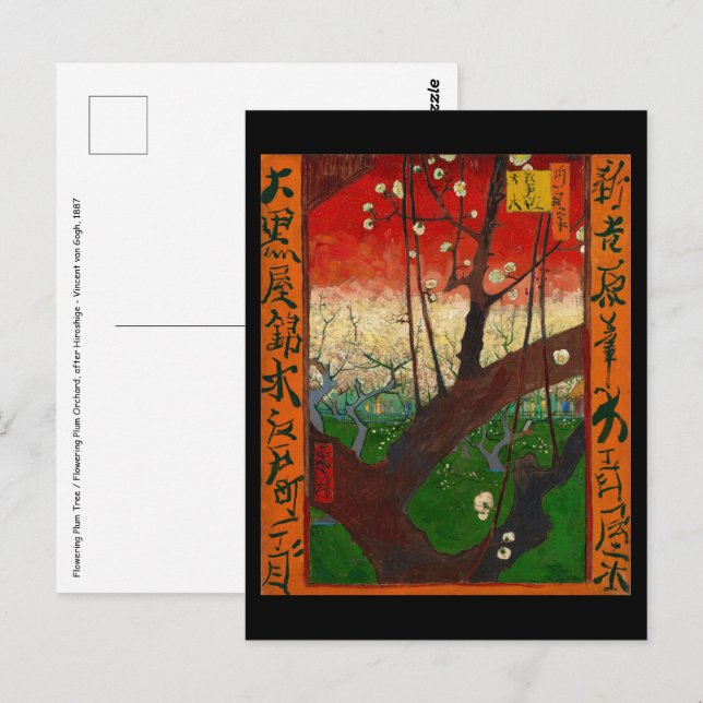 Cartão Postal Vincent van Gogh - Árvore de ameixa de flores (Frente/Verso)