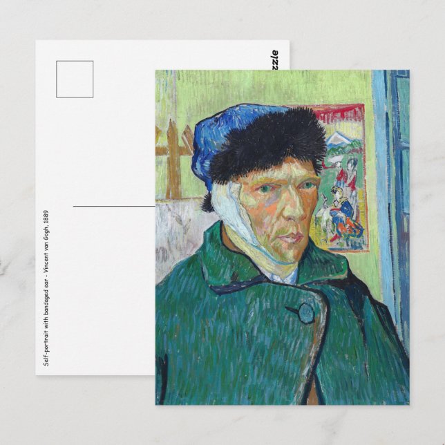 Cartão Postal Vincent van Gogh - Autorretrato com ouvido colado (Frente/Verso)