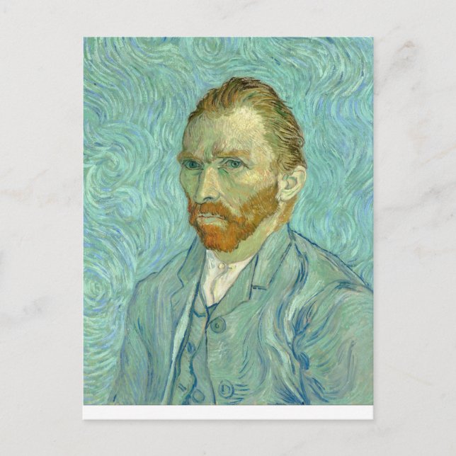 Cartão Postal Vincent Van Gogh autorretrato de fundo azul (Frente)