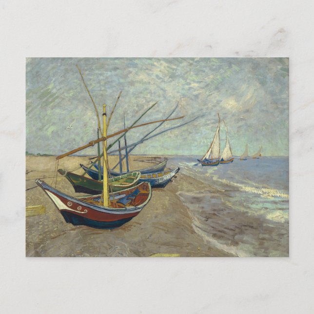 Cartão Postal Vincent van Gogh - Barcos de Pesca na Praia (Frente)