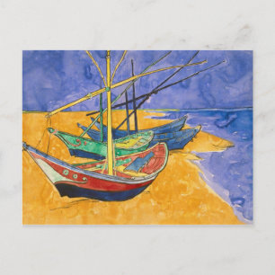 Cartão Postal Vincent van Gogh Barcos de pesca na praia