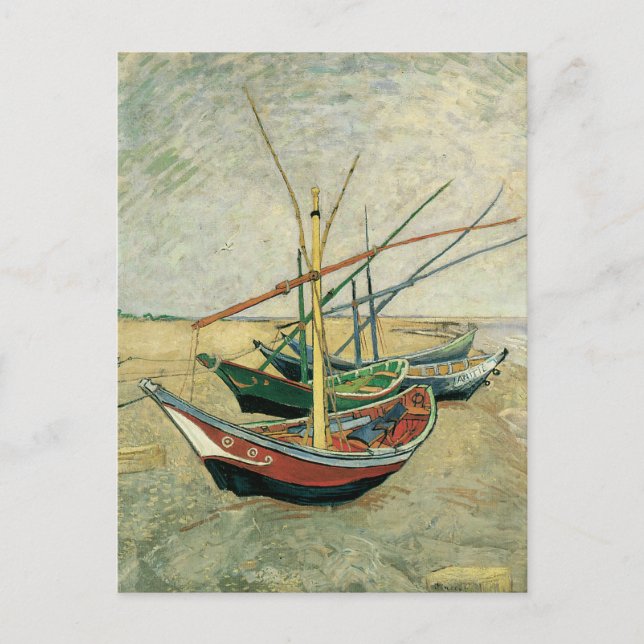 Cartão Postal Vincent van Gogh - Barcos de Pesca na Praia (Frente)