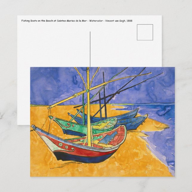 Cartão Postal Vincent van Gogh - Barcos de Pesca na Praia (Frente/Verso)