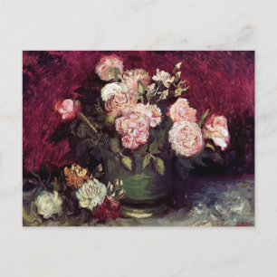 Cartão Postal Vincent Van Gogh - Boliche com Peonies e Rosas