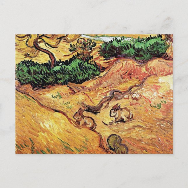 Cartão Postal Vincent Van Gogh - Campo Com Dois Coelhos De Belas (Frente)