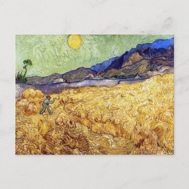 Cartão Postal Vincent Van Gogh - Campo De Trigo Com Caça E Sol (Frente)