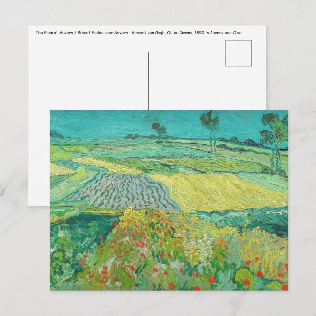 Cartão Postal Vincent van Gogh - Campos de trigo perto de Auvers (Frente/Verso)