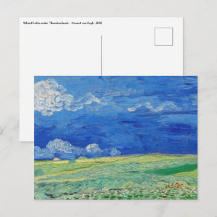 Cartão Postal Vincent van Gogh - Campos de trigo sob nuvens de t