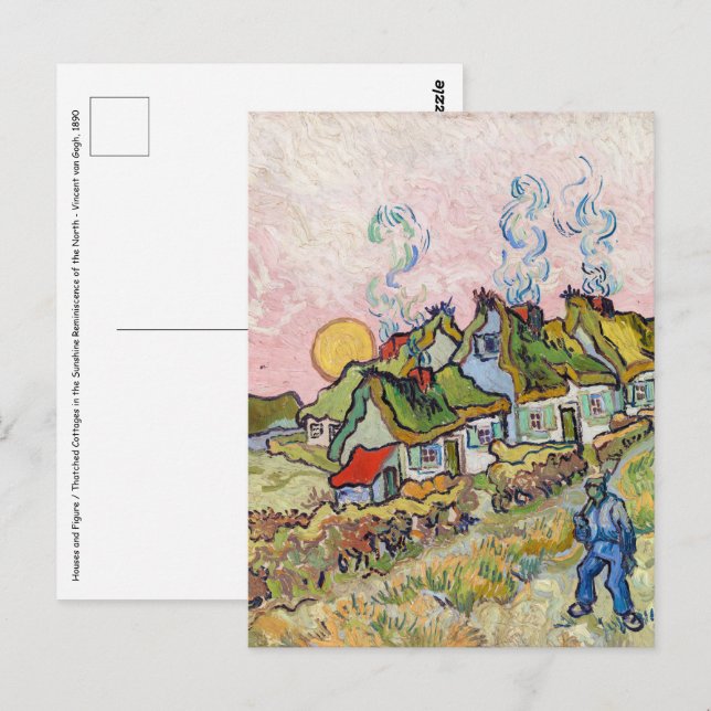 Cartão Postal Vincent van Gogh - Casas e Figura (Frente/Verso)