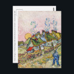 Cartão Postal Vincent van Gogh - Casas e Figura<br><div class="desc">Casas e números / Algodão achatado na Reminiscência do Sol do Norte - Vincent van Gogh,  1890</div>