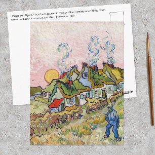 Cartão Postal Vincent van Gogh - Casas e Figura 