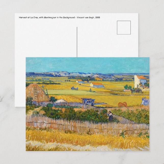 Cartão Postal Vincent van Gogh - Colheita em La Crau (Frente/Verso)