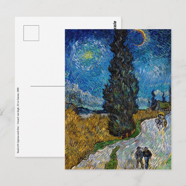 Cartão Postal Vincent van Gogh - Estrada com Cypress e Star (Frente/Verso)
