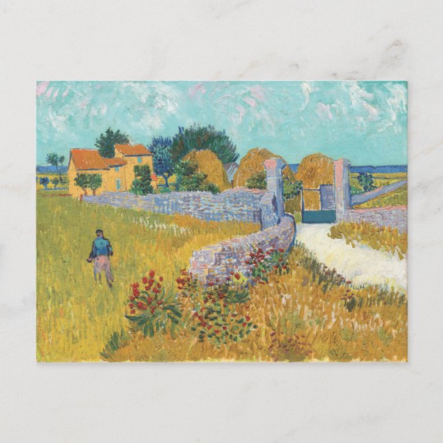 Cartão Postal Vincent van Gogh Farmhouse na Paisagem da Provença (Frente)