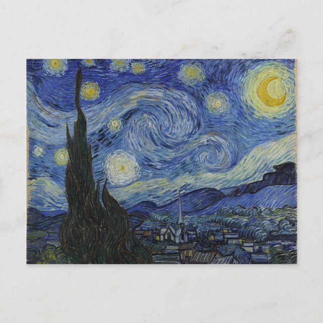 Cartão Postal Vincent Van Gogh - Noite Estrelada. Pintura de art (Frente)