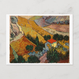 Cartão Postal Vincent van Gogh Paisagem c/ Casa & Lavrador