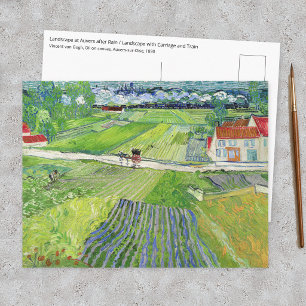 Cartão Postal Vincent van Gogh - Paisagem com Carruagem e Trem