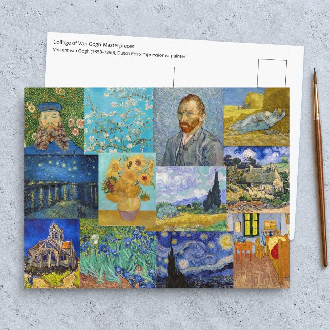 Cartão Postal Vincent Van Gogh - Patchwork de Obras-Primas (Criador carregado)