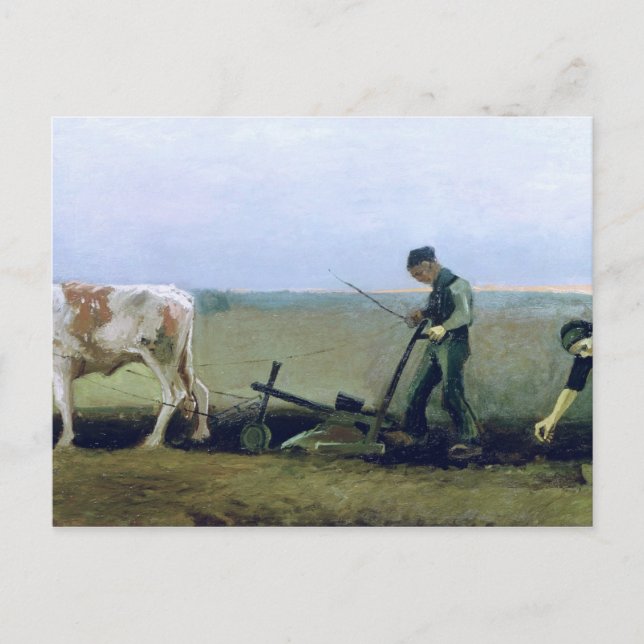 Cartão Postal Vincent van Gogh | Plantação de trabalhadores e ca (Frente)
