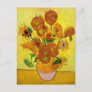 Cartão Postal Vincent Van Gogh Quinze Girassóis em Arte Vaso