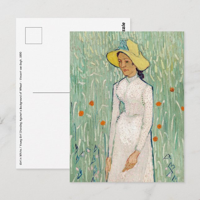 Cartão Postal Vincent van Gogh - Rapariga de Branco (Frente/Verso)