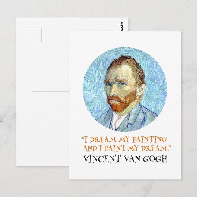 Cartão Postal Vincent Van Gogh Retrato com Citação (Frente/Verso)