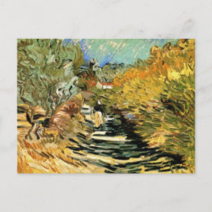 Cartão Postal Vincent van Gogh Road em Santo-Remy, figura femini
