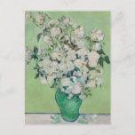 Cartão Postal Vincent Van Gogh Rosas Belo Impressionista<br><div class="desc">Belo Rosa Van Gogh pintando em um cartão-postal com impressionismo arte floral com rosas bonito em um vaso verde em uma mesa branca com traços de rosa em um bom fundo verde amarelo. Legal presente de buquê floral vintage para um admirador artista dos anos 1800 que ama o período impressionista....</div>