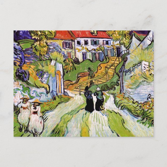Cartão Postal Vincent Van Gogh - Rua da Aldeia e Escadas (Frente)