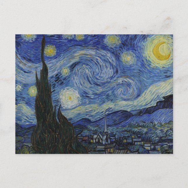 Cartão Postal Vincent Van Gogh Starry Night Sobre A Tinta Do Ród (Frente)