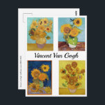 Cartão Postal Vincent Van Gogh Sunflower Serie<br><div class="desc">Vase com doze girassóis,  três girassóis,  seis girassóis e quinze girassóis (1888-1889)</div>