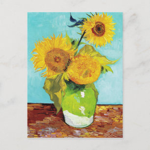 Cartão Postal Vincent Van Gogh Três Girassóis em um vaso
